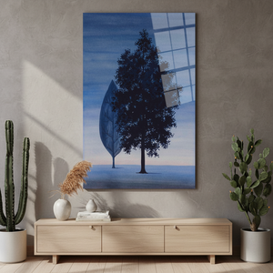 Tableau imprimé sur toile : Paysage onirique de l'Arbre de Vie surréaliste en bleu, ART SUR VERRE TÉMPERÉ - Product Image 3