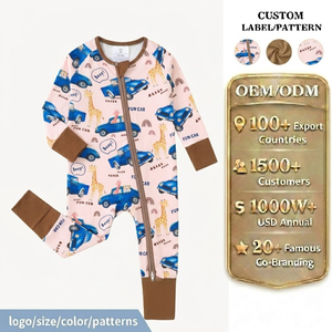 Combinaison bébé en viscose de <span class=keywords><strong>bambou</strong></span> durable avec fermeture éclair bidirectionnelle et protection de sécurité, barboteuse une pièce pour nouveau-né, fabricant de bodys pour bébé - Product Image 2