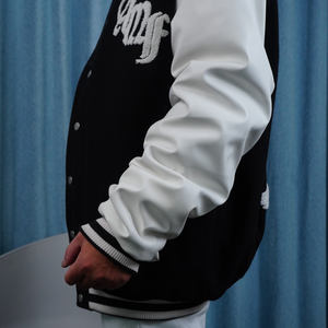 แจ็กเก็ตทีมตัวแทนอักษรวินเทจสำหรับทุกเพศมหาวิทยาลัยมีแผ่นปะผ้ากำมะหยี่ติดโลโก้ - Product Image 4