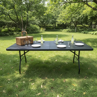 Vente en gros Table à manger rectangulaire portable en HDPE Table pliante en plastique pour les fêtes en plein air