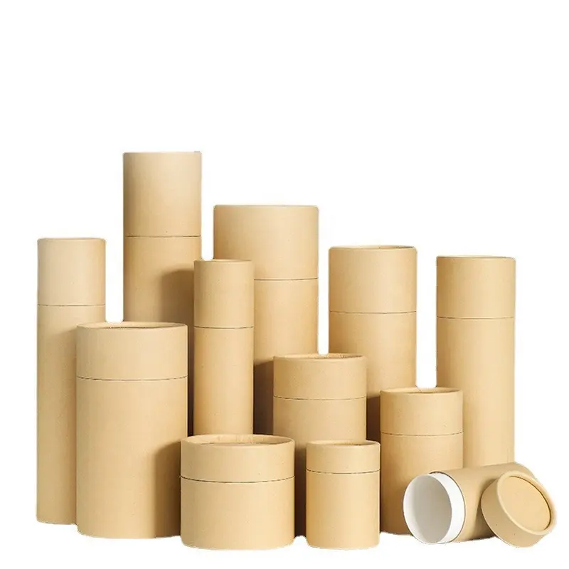 Tùy chỉnh sang trọng tái chế nến hộp thực phẩm lớp Kraft các tông xi lanh hộp các tông trà ống giấy bao bì mỹ phẩm