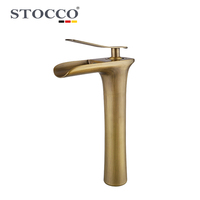 Robinet de lavabo haut cascade de luxe STOCCO, monocommande, bronze brossé, mitigeur de lavabo en céramique, robinet de lavabo sur pied en laiton antique, pour villa