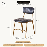 Chaise de salle à manger minimaliste pour fournisseurs, avec structure métallique épaisse et revêtement en cuir PU souple, idéale pour restaurants et cafés