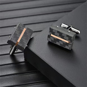Fine gioiello minimalista completo camicia <span class=keywords><strong>gemelli</strong></span> quadrati punk <span class=keywords><strong>da</strong></span> <span class=keywords><strong>uomo</strong></span> in acciaio inox <span class=keywords><strong>gemelli</strong></span> neri - Product Image 3