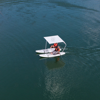 Yacht sportif électrique léger et stable, bateau à pédales gonflable en PVC pour divertissement aquatique en plein air, avec auvent, planche de SUP et pêche