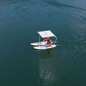 Bateau <span class=keywords><strong>Catamaran</strong></span> Gonflable Extérieur en PVC et Aluminium avec Auvent pour Pêche et SUP – Idéal pour Parcs Aquatiques - Product Image 4