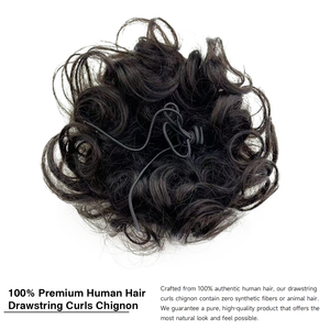Chignon désordonné en cheveux humains pour une queue de cheval haute et volumineuse, avec cordon de serrage, idéal pour l'hiver - Product Image 2