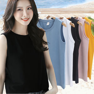 Débardeurs en coton sans manches pour femmes avec logo personnalisé, style basique sexy, coupe courte, en tissu tricoté, taille L, pour le sport, la gym, le yoga, style vintage 3D - Product Image 3