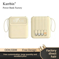 Nouvelle arrivée, mini batterie externe en plastique K19, câble intégré type C, 10 000 mAh, charge rapide, affichage numérique, vente en gros, cadeau personnalisé