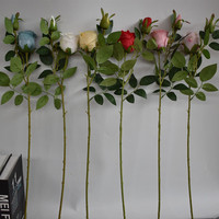 Direktvertrieb ab Werk Realistische Handgefertigte Seiden-Langstiel-Rosen mit 2 Köpfen, Künstliche Zixia-Feenrosen