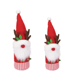Figurine de gnome avec couvercle de bouteille en forme de bois de cerf et cloche de houx, pour table ou cheminée, fabrication OEM - Product Image 1