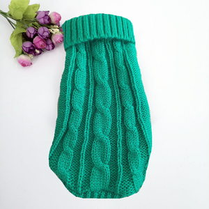 Classic Christmas Cable Knit Dog Sweater Hearts Strawberries Pattern Warm Winter Pet Clothes High Neck <strong>Puppy</strong> Crochet Pullover - Product Image 3