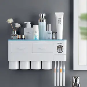 factory Outlet plastic toothpaste dispenser smart magnetic toothbrush holder wall mounted