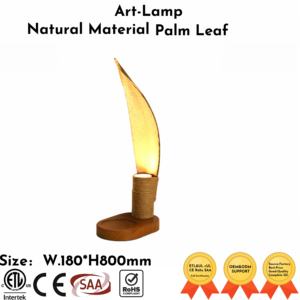 Abat-jour de lampe de table en fer et <span class=keywords><strong>rotin</strong></span> en forme de feuilles de <span class=keywords><strong>palmier</strong></span> LED moderne, décoratif artistique, éclairage confortable et dimmable pour salle de bain - Product Image 4