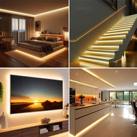 Tira de LED COB de 24V con efecto de agua corriente, 360 LED/m, alto CRI90, alto brillo, para iluminación lineal de techo en el hogar