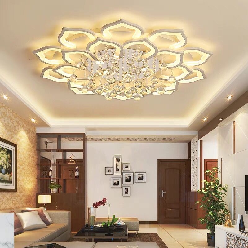 Custom Modern New Ceiling Light Modern Lotus Flower Shape Design Led Crystal Ceiling Lamp for Bedroom