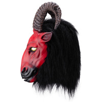 Masque en latex de démon de chèvre d'horreur avec fausse fourrure couvre-chef d'animaux effrayants pour Halloween Cosplay Prank Party