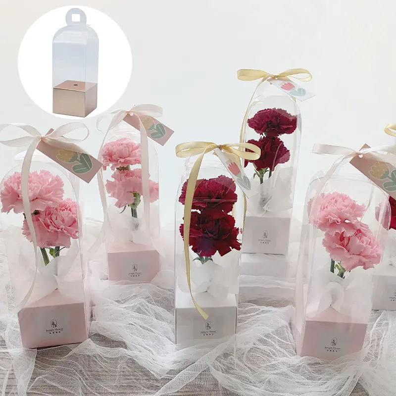 Sac à fleurs créatif et personnalisé en forme de Rose, boîte cadeau, en plastique, transparente, emballage de gâteaux, à réaliser soi-même, 10 unités