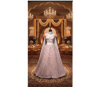 Lehenga en quartz rose scintillant avec sequins, tenue de soirée élégante, tenue de mariée traditionnelle, tenue de festival pour femmes - Product Image 1