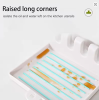 Étagère de cuisine multifonctionnelle en plastique pour cuillères, spatules et couvercles, avec tapis antidérapant et support mural de séchage pour casseroles