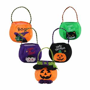 Sac de Halloween en velours motif citrouille de dessin animé pour enfants, panier à bonbons personnalisé avec logo pour la décoration de festival, idéal pour la collecte de friandises - Product Image 2