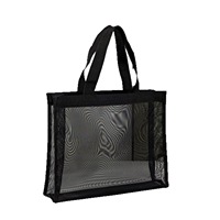 Sac de maquillage en maille noire personnalisé avec poignée, pochettes de voyage pour femme – Offre spéciale