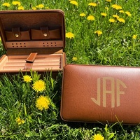 Humidor de Voyage Personnalisé en Bois et Cuir PU pour Cigares
