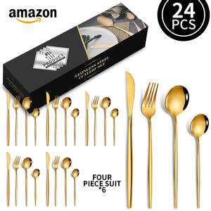 24PCS Ensemble de couverts en acier inoxydable pour restaurant occidental portable de voyage à domicile Portuga vente en gros - Product Image 1