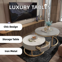 Ensemble de Tables Basses Modernes en Métal Argenté de Luxe, Meuble de Salon avec Finition Miroir Luxueuse pour Usage Domestique