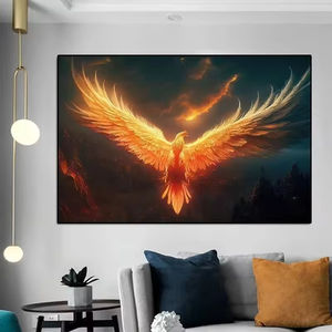 Stile Vintage fantasia oro Phoenix Poster <span class=keywords><strong>di</strong></span> arte animale uccello <span class=keywords><strong>di</strong></span> lusso soggiorno casa decorazione pittura a olio Art Deco Design - Product Image 4