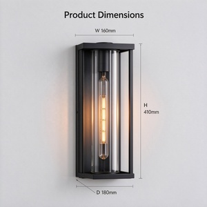 Lámpara de Pared de Aluminio Impermeable IP65 Europea, 3000K, Negra, para Patio o Pasillo, Bombilla E27 LED, Decorativa para el Hogar - Product Image 3