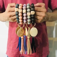 Bohemian Pattern Beaded Wristlets, Wooden Bead Bracelet