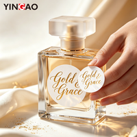 Autocollant personnalisé découpé sur mesure en PVC/PET transparent avec estampage à chaud doré, résistant à l'eau et aux UV, pour sceau de mariage, cosmétiques, décorations de pots de bougies