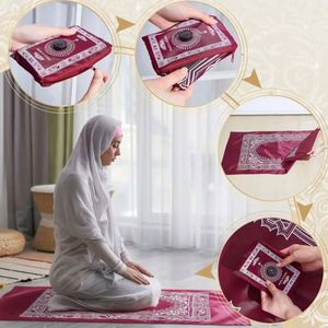 Tapis de prière portable de poche avec logo personnalisé, boussole, tapis de prière islamique musulman pliable, imperméable, cadeaux de l'Aïd - Product Image 4