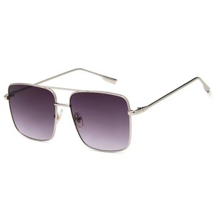 Square Double Bridges <b>Gradient</b> Metal Flat Top UV400 Acrylic Lightweight Gold Fashion Clip-On Full Rim Unisex <b>Sunglasses</b> - Product Image 3