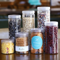 Pot en Plastique 800 ml pour Emballage, Contenant PET en Plastique pour Miel, Beurre de Cacahuète, avec Couvercle pour Aliments