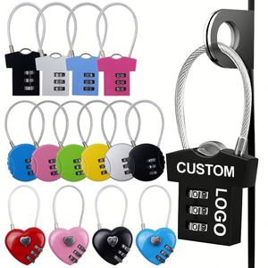 Cadenas de sécurité personnalisé en gros pour porte, à combinaison à 3 chiffres, avec câble, en forme de T-shirt ou de cœur, pour voyage et gym, avec logo - Product Image 1