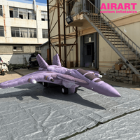 Modèle d'avion de chasse gonflable violet de 5 m avec double queue et double moteur pour exposition d'événements aéronautiques