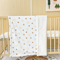 Couverture Bébé Personnalisée en Polaire Ultra Douce pour Nouveau-né, Qualité Supérieure, 2 Plis, Imprimée Minky Dot, Motif Ourson et Cœur, Idéale pour l'emmaillotage