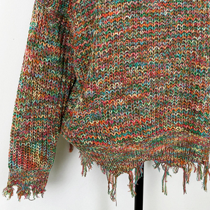 Pullover Casual da <span class=keywords><strong>donna</strong></span> con scollo a V <span class=keywords><strong>taglie</strong></span> <span class=keywords><strong>forti</strong></span> maglione lavorato a maglia con Design rotto per l'autunno e l'inverno - Product Image 5