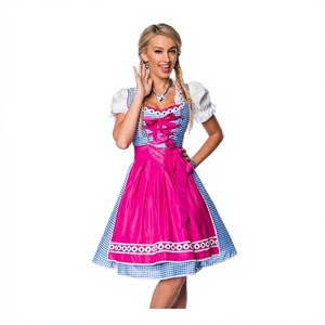 ชุดเดรสสไตล์เยอรมันสำหรับเทศกาล Oktoberfest ผ้าฝ้าย 100% แขนสั้น ความยาวระดับเข่า สำหรับฤดูร้อน ขายดีสำหรับผู้หญิง สไตล์ลำลอง สีพื้น - Product Image 1