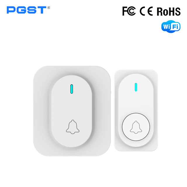 PGST Smart WiFi/Wireless Doorbell Buttons 433.92MHz Waterproof Battery Powered 1 Year Battery Life 36 Doorbell Chimes Tuya App