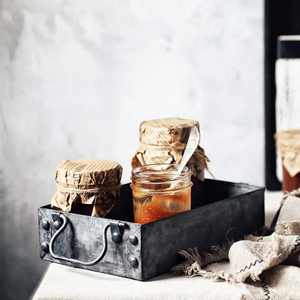 ถาดใส่ผลไม้เหล็กชุบสังกะสีทรงรีพร้อมที่จับเชือกถาดเก็บเค้กวินเทจสีดำแนวชนบทขายดีที่สุด - Product Image 5