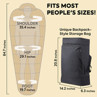 Sac de couchage momie personnalisé en nylon Ripstop 40D, fermeture éclair à accès thoracique, 3 saisons, OEM ODM, pour le camping, la randonnée et le trekking en extérieur