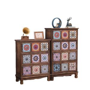 Cómoda de madera maciza con paneles pintados, armario de almacenamiento para sala de estar y dormitorio, diseño de varios niveles - Product Image 5