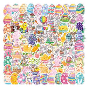 Easter Sticker 50pcs Cartoon Holographic Laser Suitcase Product Colorful Cute Waterproof Decorative Die Cut Sticker