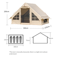Tente de camping gonflable en coton imperméable à grande capacité, portable et très vendue, avec poteaux pneumatiques et toile murale extérieure pour une installation facile