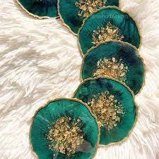 Best Quality Resin coaster square Round Shape and Customized Resin pink Color and Home Gift Flower Design coaster - Product Image 5