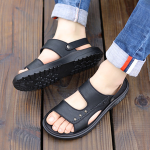 Sandalias Planas para Hombre, Punta Abierta, Parte Superior de PU, Suela de Goma Antideslizante, Calzado Casual de Verano, Tallas 40, 41, 42, 43, 44 - Product Image 3