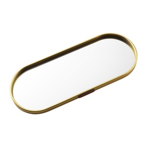 Commercio all'ingrosso di alta qualità stile <span class=keywords><strong>nordico</strong></span> in metallo specchio piatti ovali decorazione per la casa artigianato in vetro cosmetici vassoio di stoccaggio piatti - Product Image 6